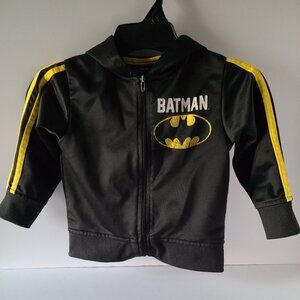 BATMAN ZIP-UP HOODIE | BLACK WITH YELLOW EMBLEM AND RACING STRIPES- TODDLER 2T